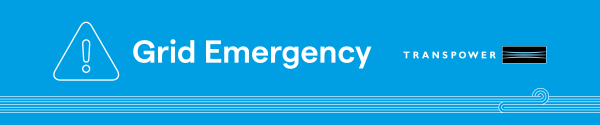 Transpower grid emergency banner